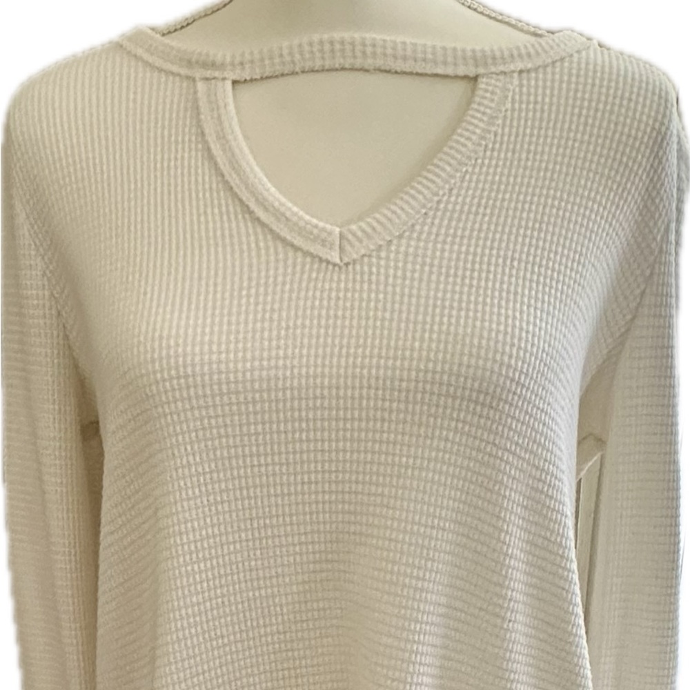 Anthropologie updated thermal long sleeved off white tunic, S